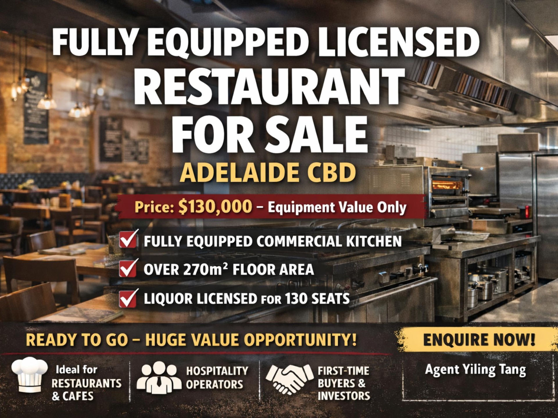 Long Established Adelaide CBD Restaurant Fully Equipped Commercial Kitchen Equipment Value Sale