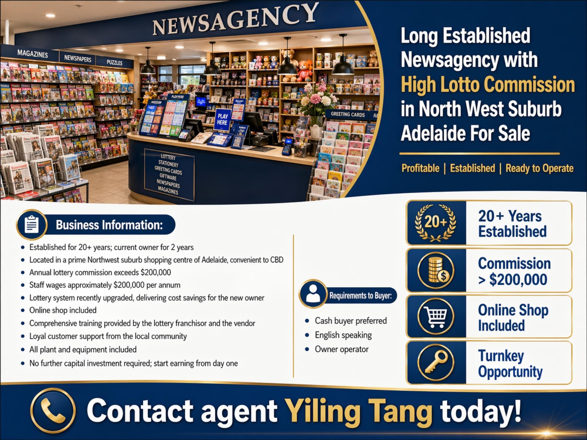 Long Established Newsagency with High Lotto Commission in North West Suburb Adelaide For Sale